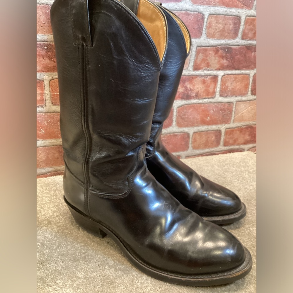 Justin Boots Men’s Tobias black leather classic western boots size 10.5 EE